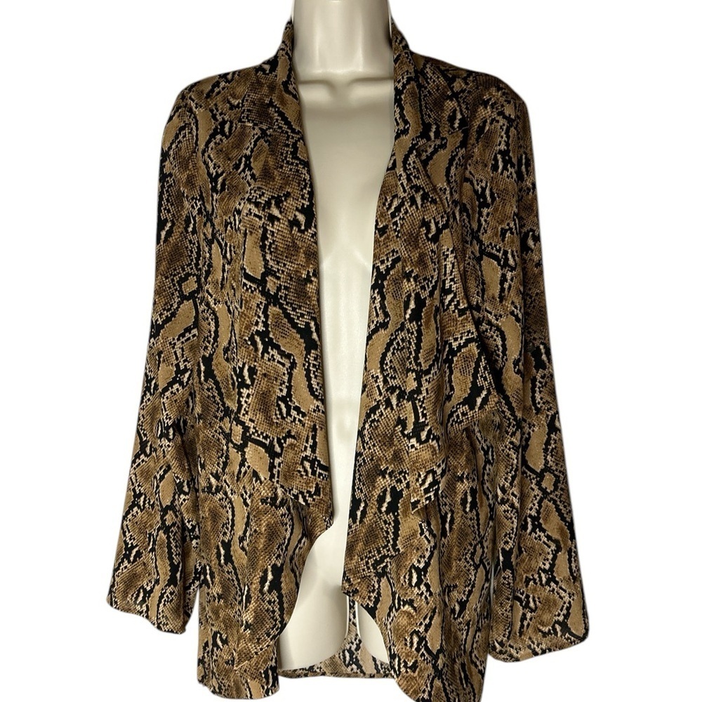 Brown and Black Snakeskin Cardigan lightweight jacket with Open Front